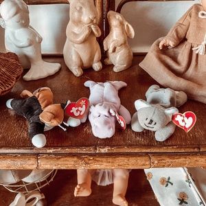 Chip, Happy, Mel teenie beanie babies